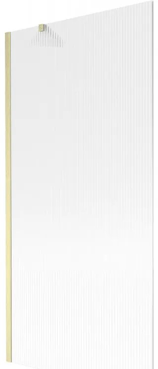 Mexen Next, 1-krídlová vaňová zástena 90 x 150 cm, 6mm sklo Ribs, zlatá matná, 895-090-000-00-09-55