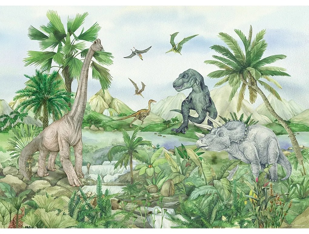 Detská fototapeta Colourful Dino 252 x 182 cm, 4 diely