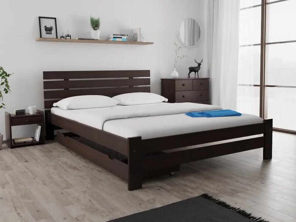 Posteľ PARIS zvýšená 160x200 cm, orech Rošt: Bez roštu, Matrac: Matrac COCO MAXI 20 cm