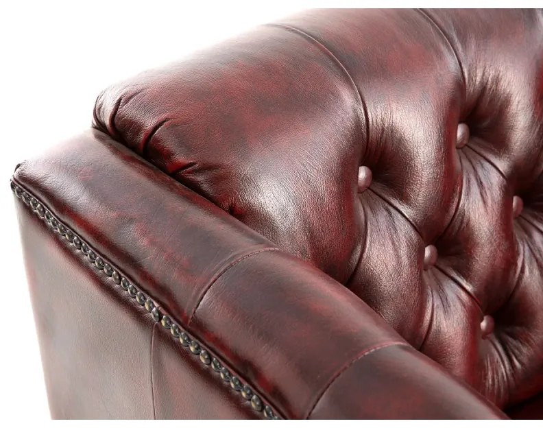 furniture-nabytek.cz - Masívne kreslo Chesterfield Dover z pravej kože, červené