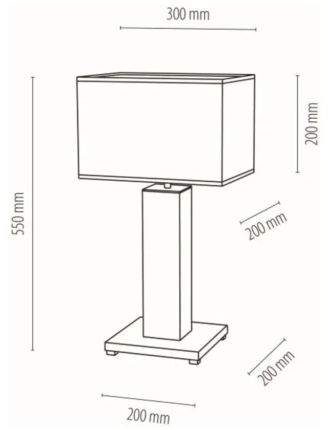 Stolová lampa FLAME, 1xMax.40W, biele textilné tienidlo, dyhovaný dub, G