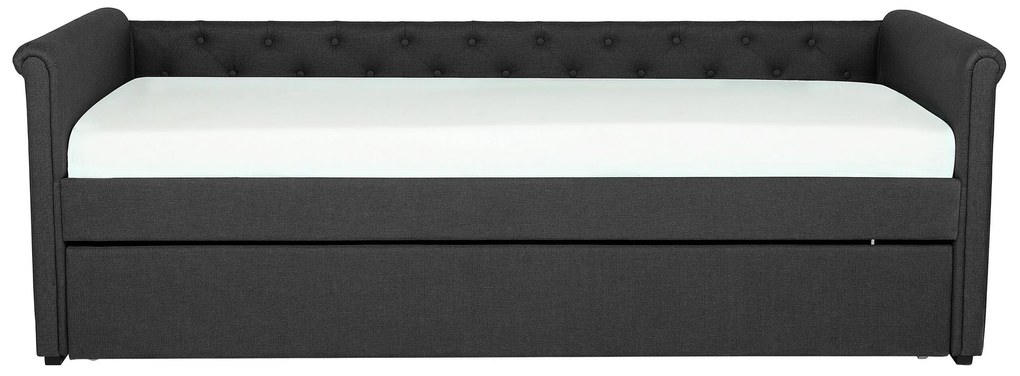 Rozkladacia čalúnená posteľ 80 x 200 cm tmavosivá LIBOURNE Beliani