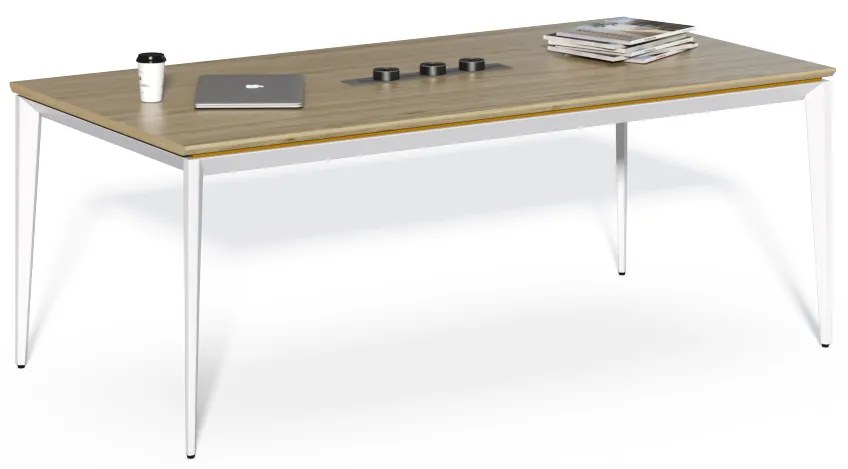 Zasadací stôl Houseland Profit Meet 01 s 3 zásuvkami 200 cm prírodný dub