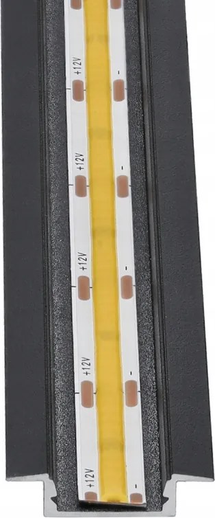 BERGE LED hliníkový profil zapustený 2m čierny - sada