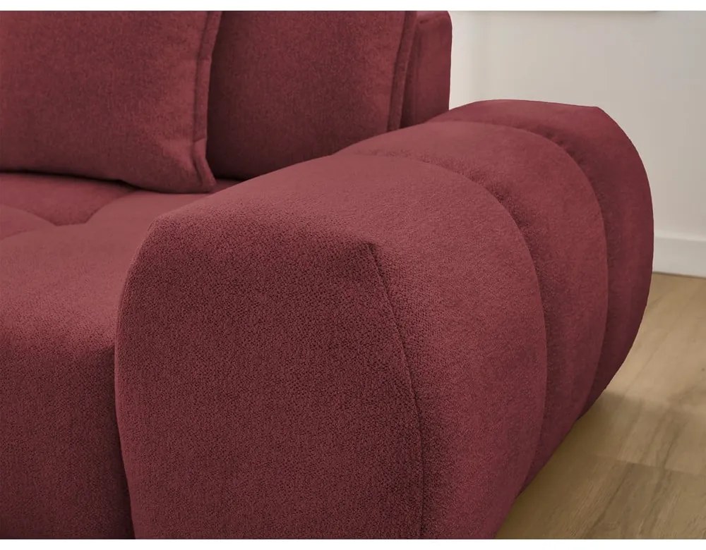 Vínovočervená ženilková rozkladacia/s úložným priestorom rohová pohovka (ľavý roh/s leňoškou) Everest – Bobochic Paris