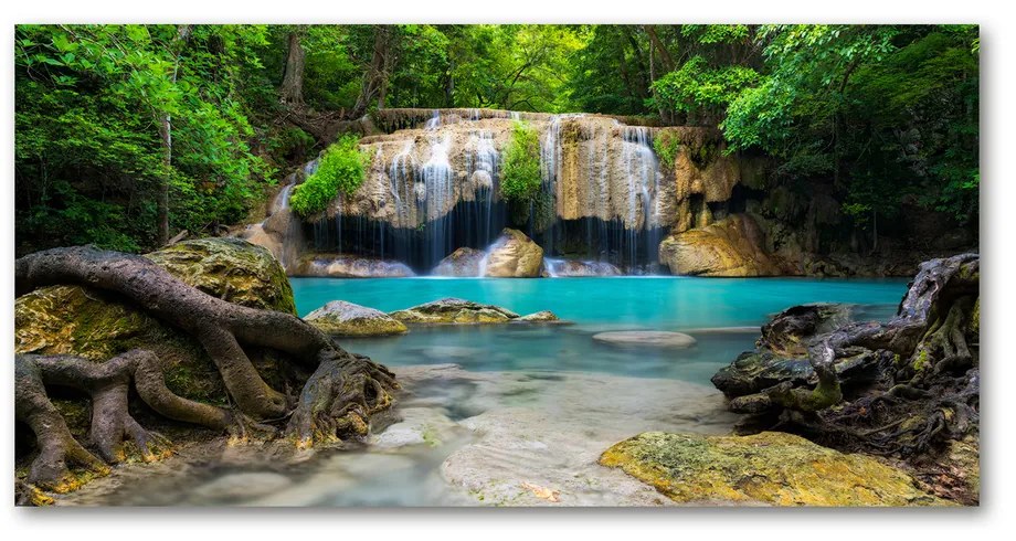 Foto obraz akrylový na stenu Vodopád v lese pl-oa-140x70-f-168975123