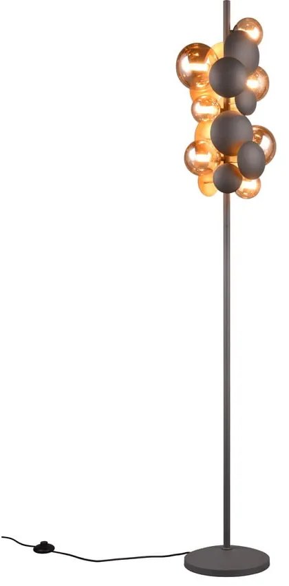Stojacia lampa so skleneným tienidlom v sivo-zlatej farbe (výška 155 cm) Bubble – Trio Select