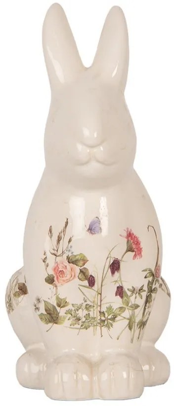 Keramická dekorácia králik s lúčnymi kvetmi Flowers of Love L - 16*12*28 cm