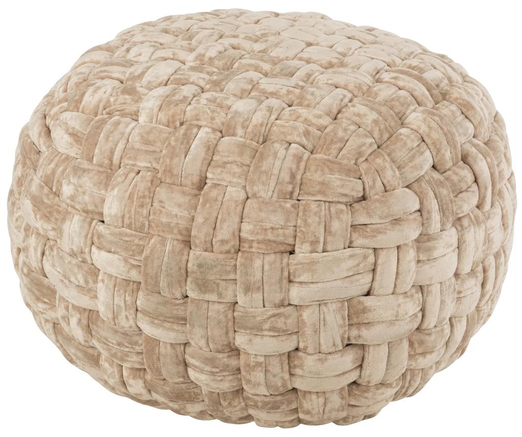 Béžový guľatý prepletaný puf Crocheted - Ø 48 * 35 cm