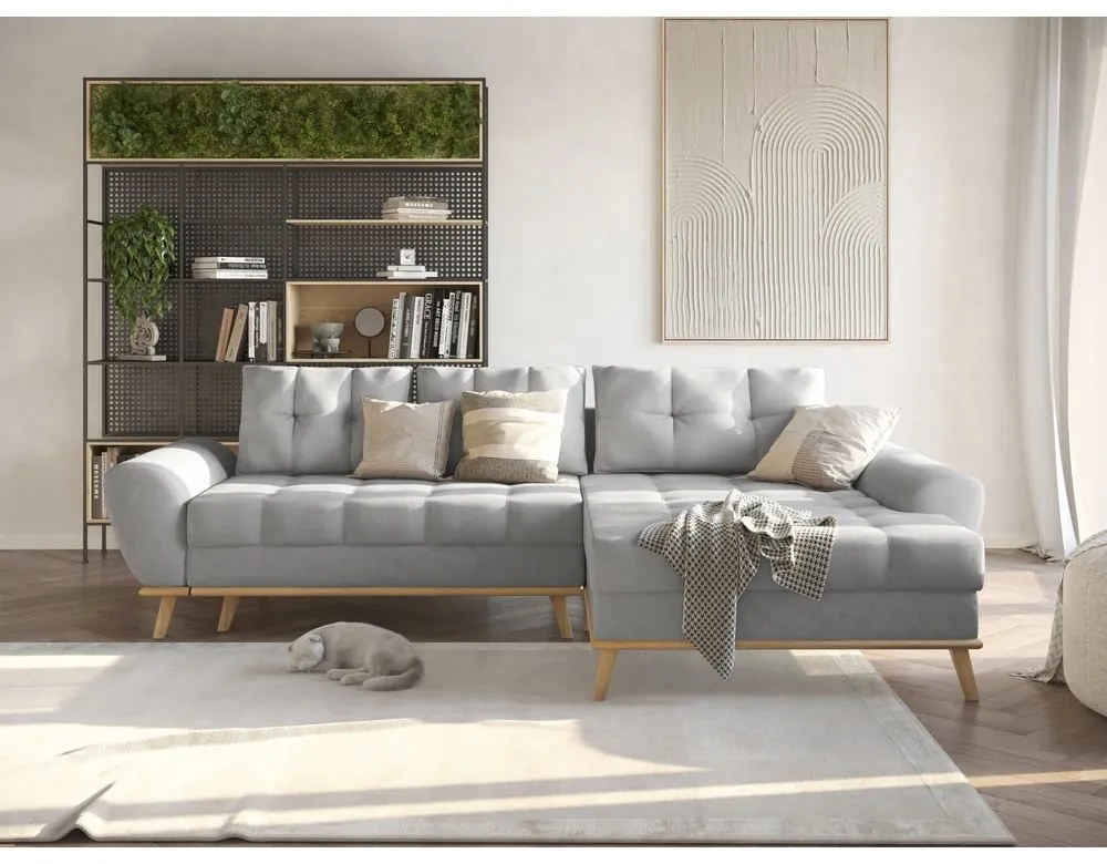 Svetlosivá rozkladacia rohová pohovka (pravý roh) Balitco – Ropez