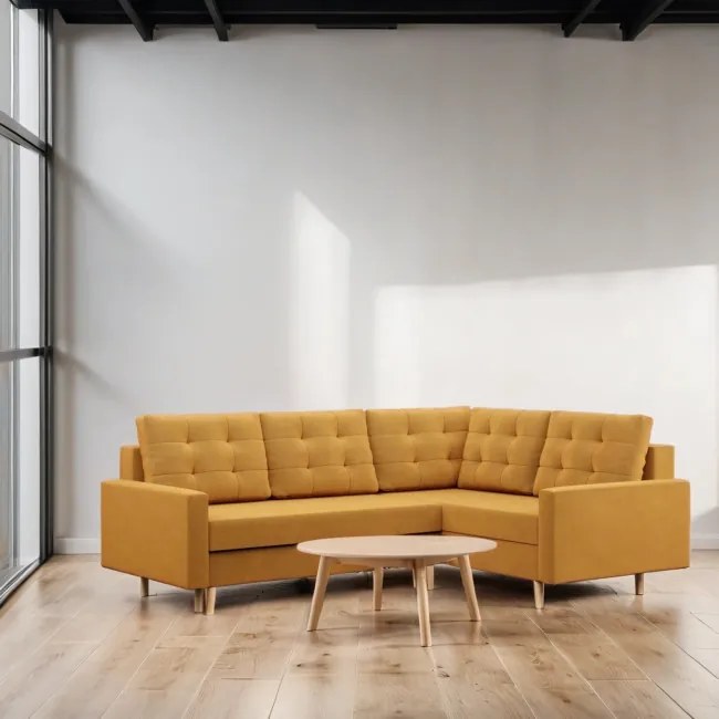 Rohová rozkladacia sedačka BLANK Elegant pravá, žltá