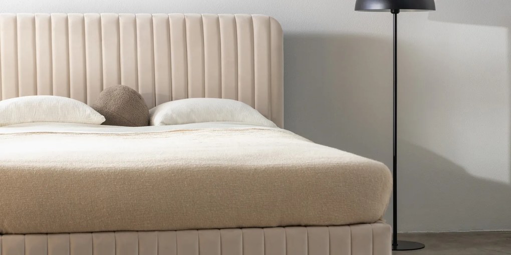 Čalouněná postel ROOLI se zvedacím roštem 160x200 cm béžová