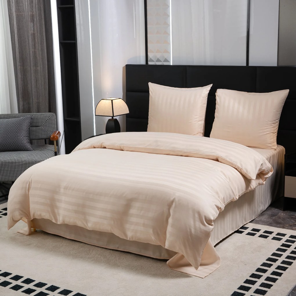 Hotelové obliečky z mikrovlákna JASMINE šampanské - prúžok 2 cm Rozmer obliečok: 2 ks 70 x 90 cm | 200 x 220 cm