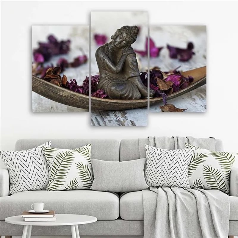 Gario Obraz na plátne Budha a fialové zenové kvety - 3 dielny Rozmery: 60 x 40 cm