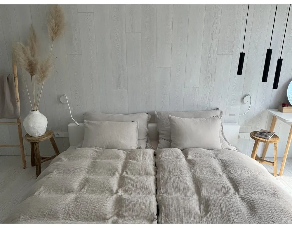 Béžové mušelínové obliečky na dvojlôžko 200x200 cm Plain Muslin – Butter Kings