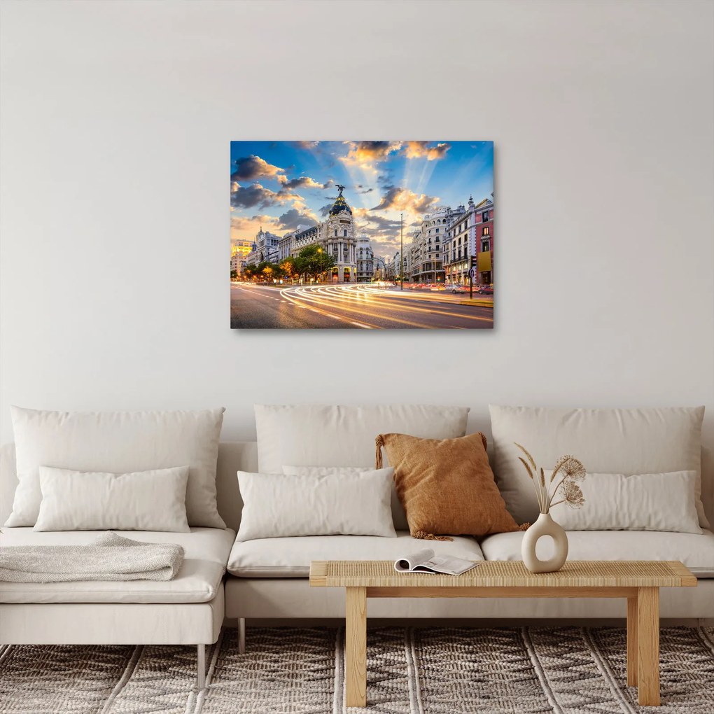 Obraz - Calle Gran Vía, Madrid, Španielsko (70x50 cm)