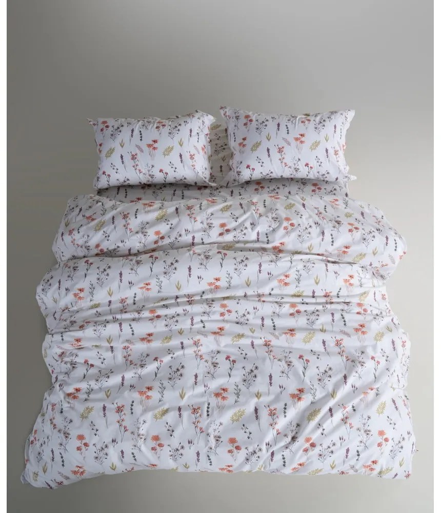 Biele obliečky na jednolôžko z bavlny Renforcé 140x200 cm Floral Dance Autumn – Mila Home Luxury