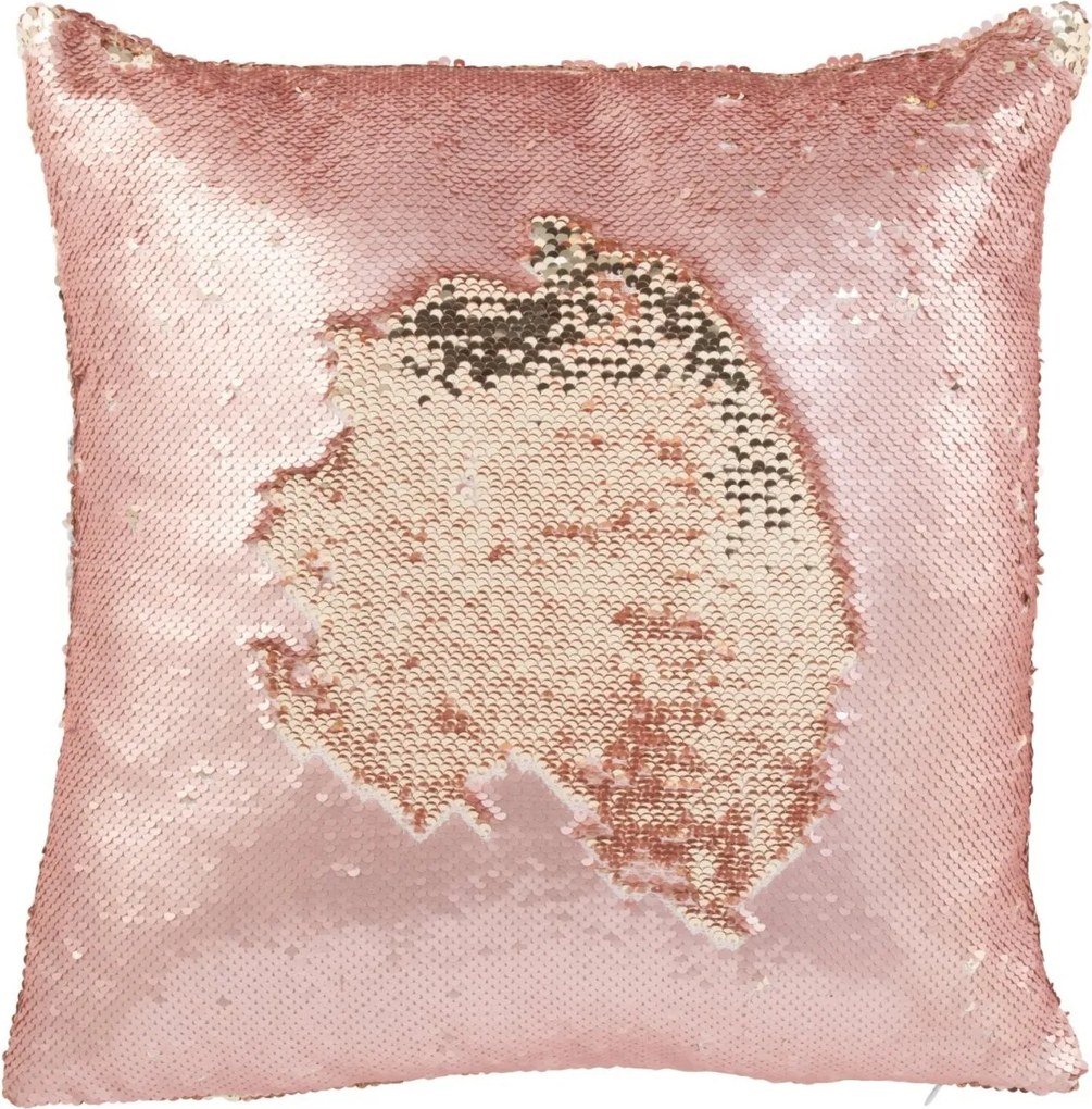 Obojstranný vankúš s flitrami ružovo-šampanský – 45*45*15 cm