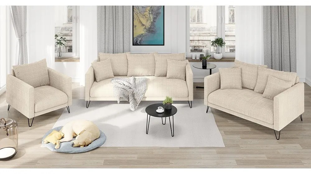 Krémová ženilková pohovka 200 cm Freya – Ropez