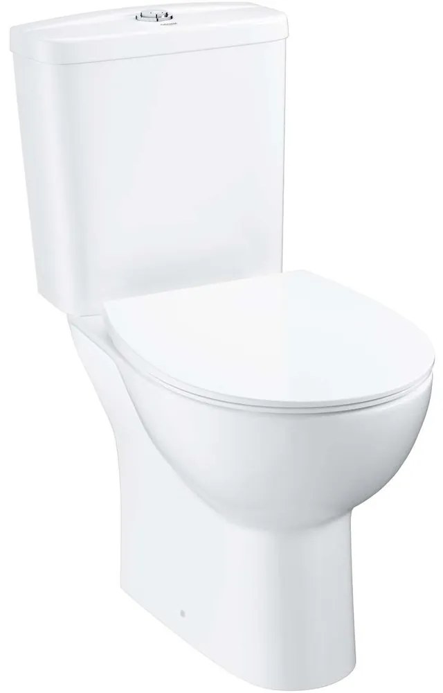 GROHE Bau Ceramic WC misa kombi Rimless s hlbokým splachovaním, vodorovný odpad + WC nádržka + Softclose WC sedátko Slim , 364 x 626 x 776 mm, alpská biela, 39942000