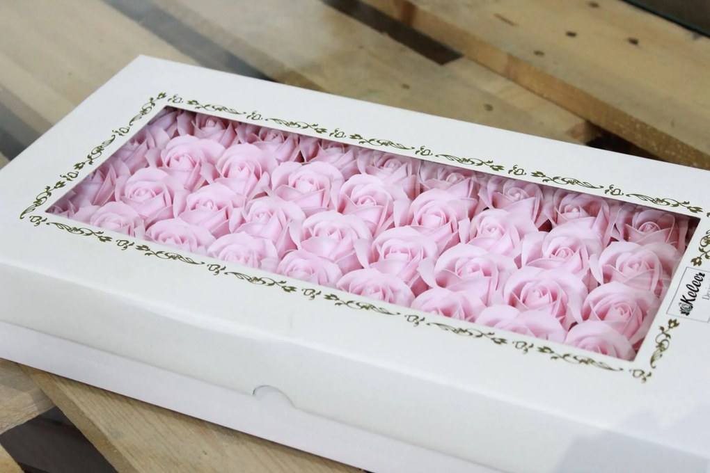Bledoružové mydlové ruže 50ks 6cm