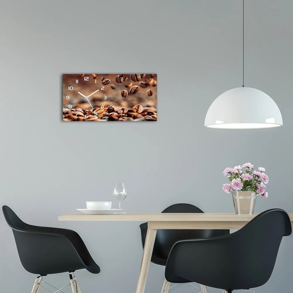 Moderné sklenené hodiny na stenu Zrnká kávy pl_zsp_60x30_f_49006486