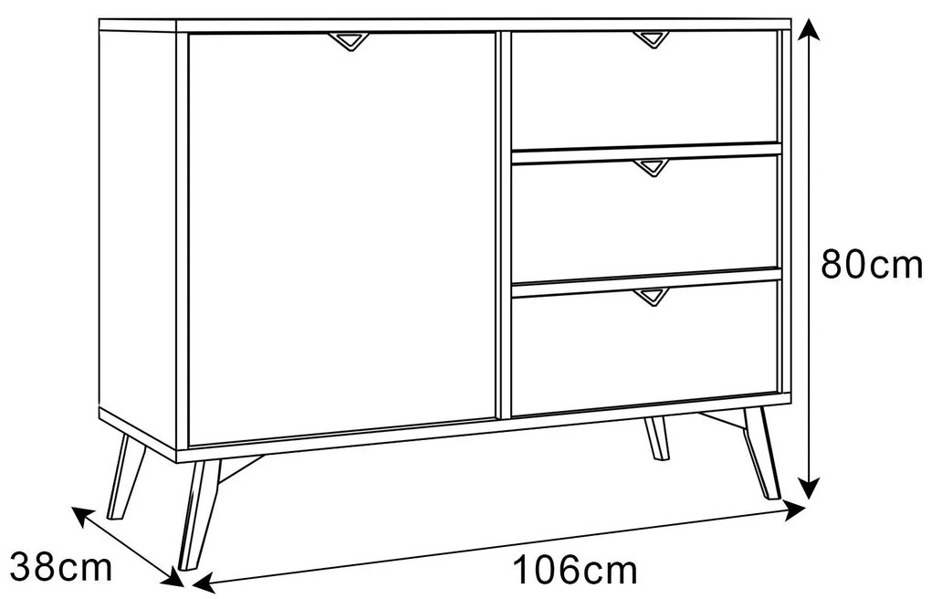 KOMODA FONDY JEDLIČKA SCANDI + EUKALYPTUS 106 cm