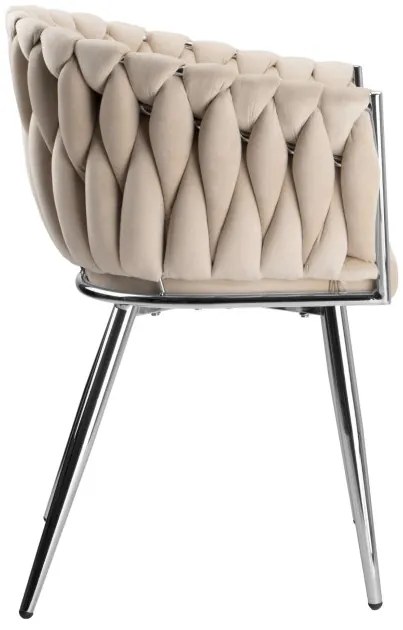 Jedálenská stolička COFTON zamatová, strieborná / béžová