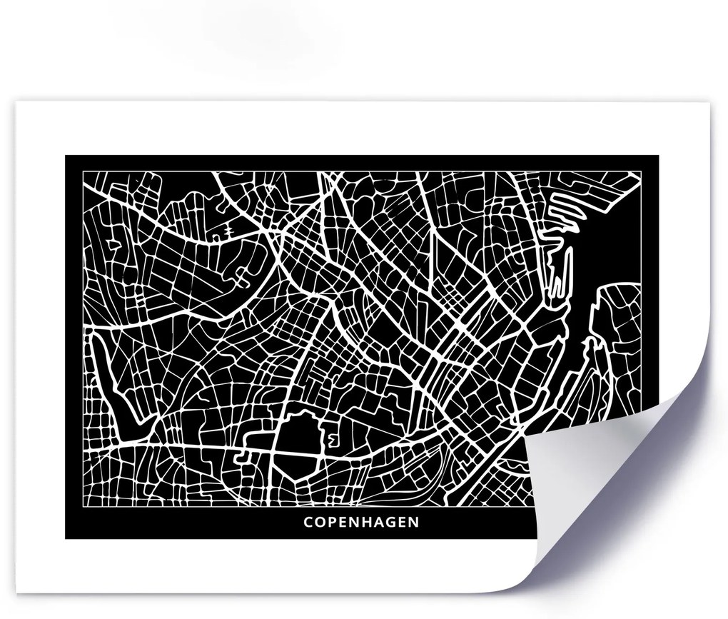 Gario Plagát Plán mesta Kodaň Farba rámu: Bez rámu, Rozmery: 30 x 20 cm