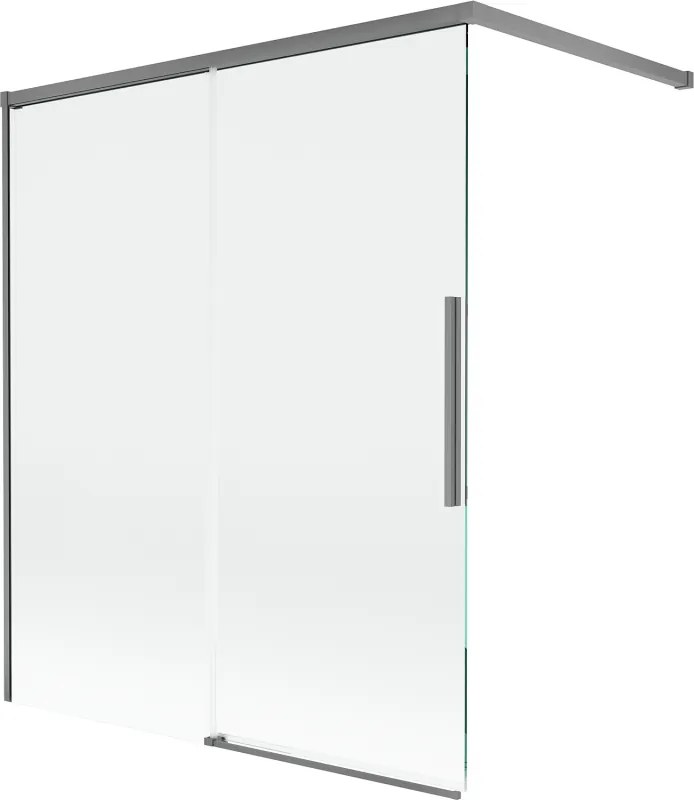 Mexen Rox, 2-krídlová posuvná vaňová zástena 140 x 150 cm, 8mm číre sklo, grafitový profil, 8C9-140-003-95-00