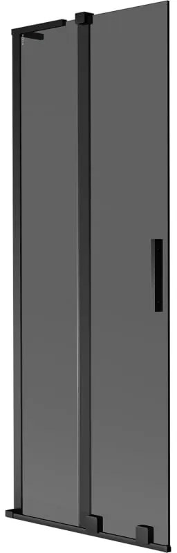 Mexen Velar L, 2-krídlová posuvná vaňová zástena 75 x 150 cm, 8mm šedé sklo, čierna matná, 896-075-003-41-70