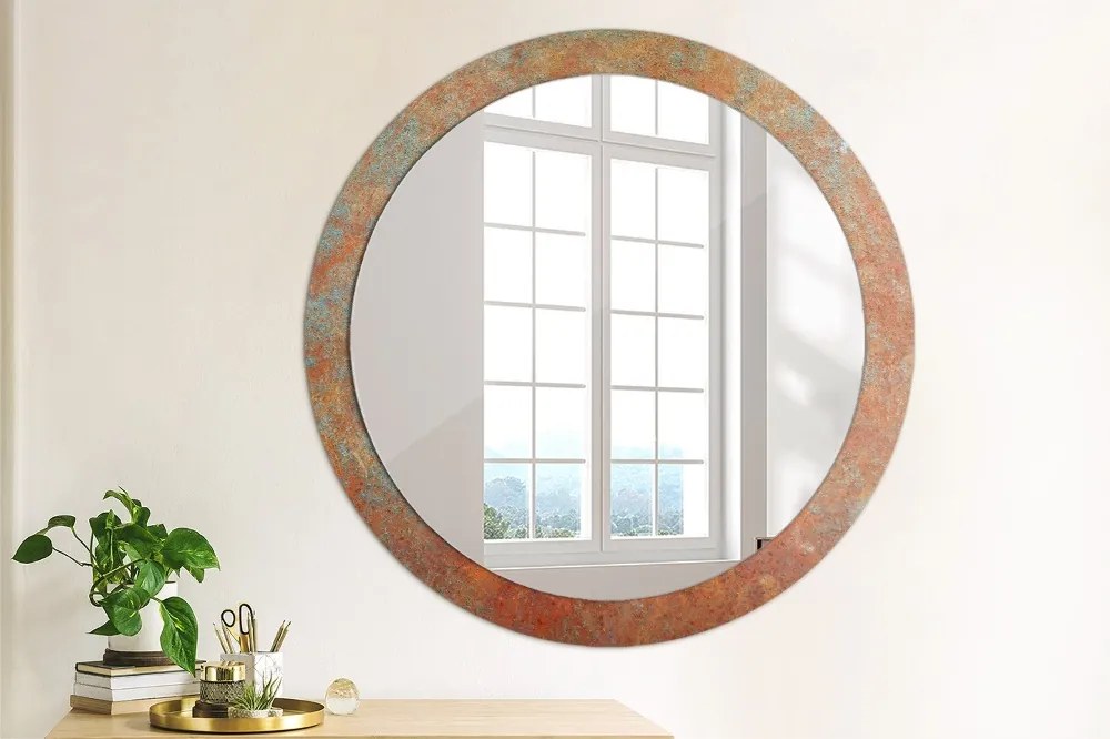 Okrúhle zrkadlo s potlačou Hrdzavý kov fi 90 cm