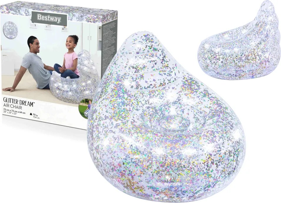 Nafukovacie kreslo trblietavé 72 x 72 x 64 cm Bestway 75105