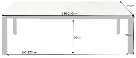 Rozkladací jedálenský stôl 41453 180/240 x 95cm White Ceramik  - Komfort-nábytok