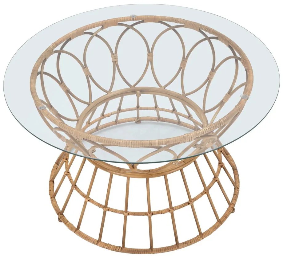 Okrúhly konferenčný stolík so sklenenou doskou v prírodnej farbe ø 75 cm Panama - Mauro Ferretti