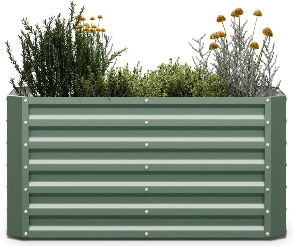 High Grow Straight, vyvýšený záhon, 120 x 60 x 60 cm, z vlnitého oceľového plechu, jednoduchá montáž, odolný voči hrdzi a mrazu