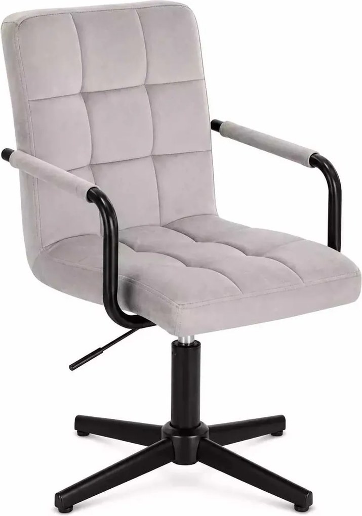 LuxuryForm DESIGN Otočná stolička VERONA BLACK VELUR na čiernom kríži - svetlosivá