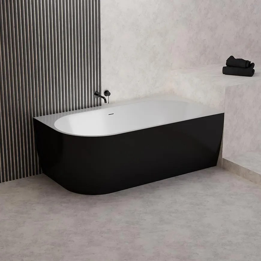 Vaňa Lisa 159x84 ľavý biela/čierna matná + sifón + rozeta