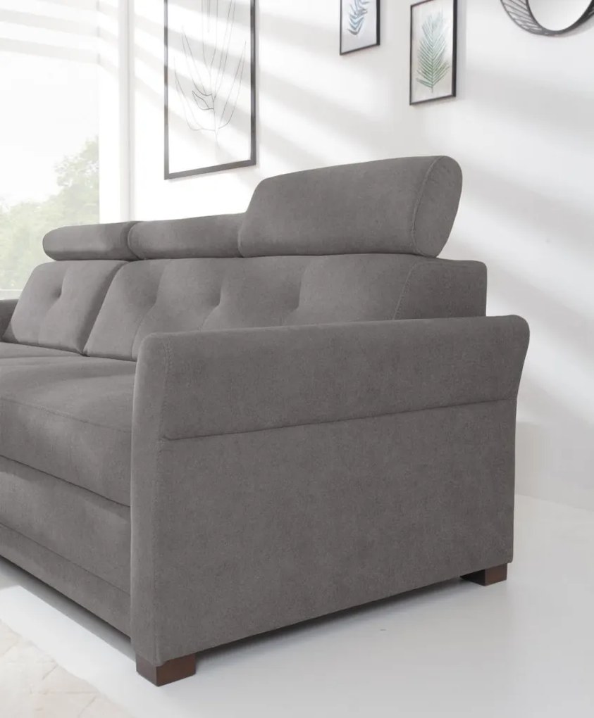 Rohová sedacia súprava Harris, ocelovo šedá látka, ľavý roh