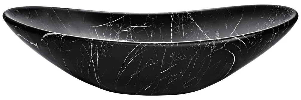 Sada keramického umývadla na dosku a výpusti LENA čierny mramor