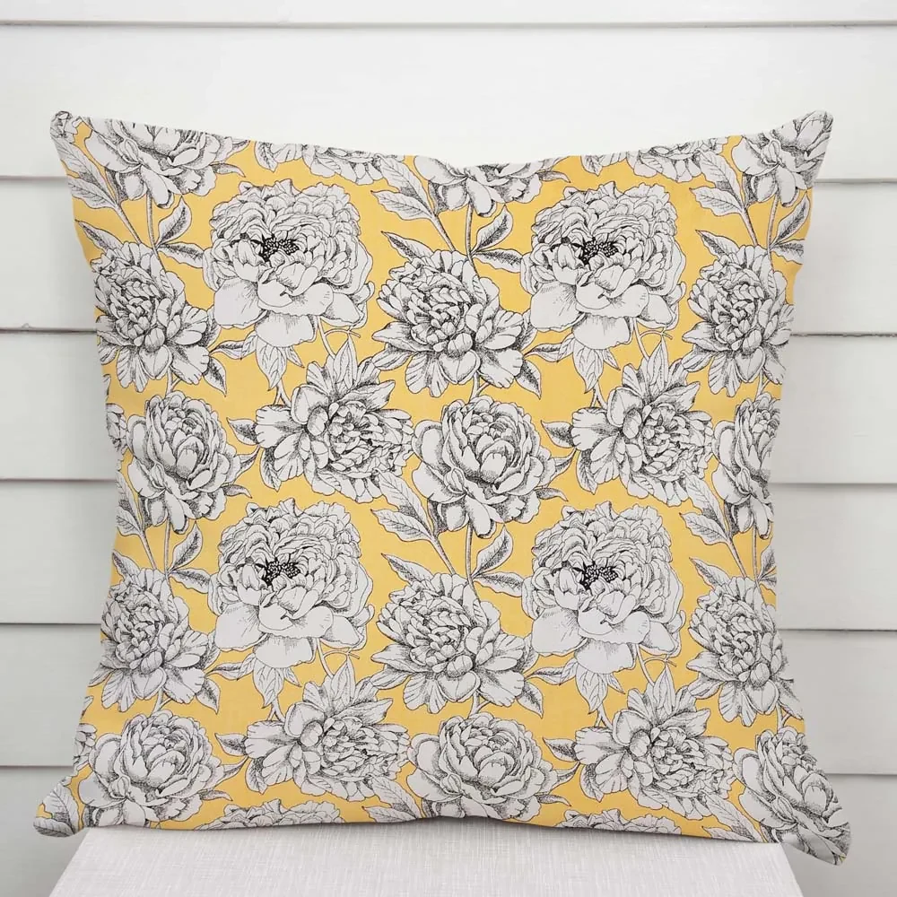 Biante Bavlnená obliečka na vankúš Sandra SA-510 Pivonky na žltom 35 x 45 cm