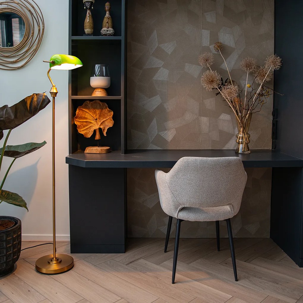 Klasická stojaca lampa na notára bronzová so zeleným sklom - Banker