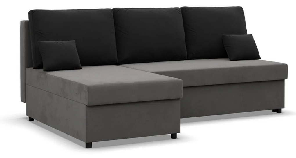 Rohová rozkladacia sedacia súprava DELI Sivá/čierna
