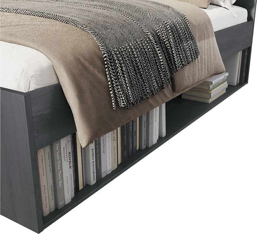 Posteľ 160x200 s čalúneným čelom Galaxy 51 - Dub carbon