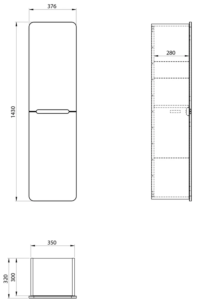 Sapho Sapho, KERALA skrinka 38x143x32cm, 2x dvierka, ľavá/pravá, biela lesk, KR350-3030