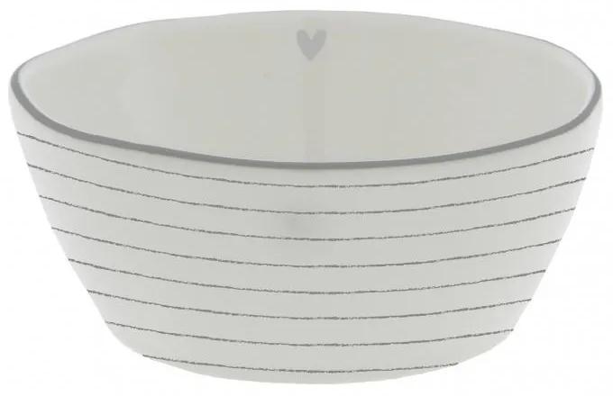 Bowl Sauce with heart/stripes in Grey 6.8X9.5X3cm