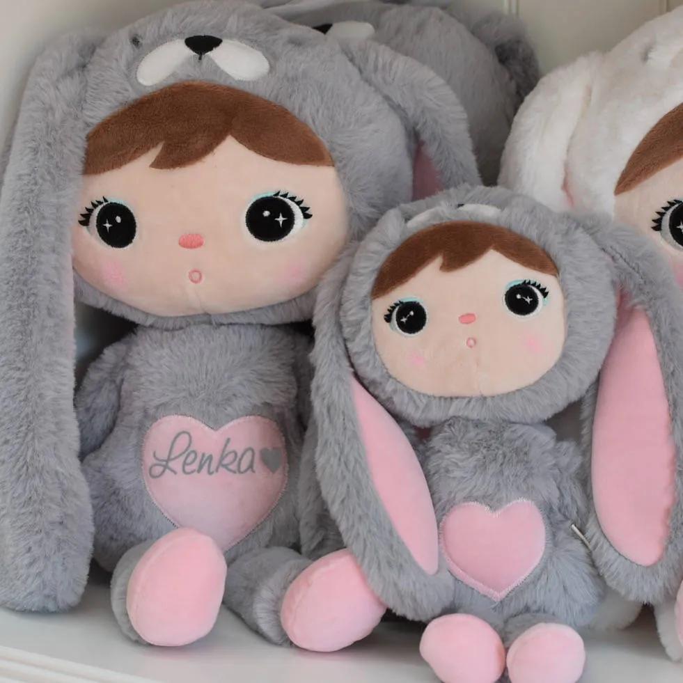 Bábika šedo-ružový zajac 30cm personalizácia: Iba samotná bábika