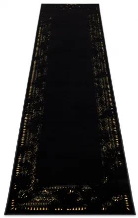 Koberec, Behúň GLOSS moderný 408C 86 vzor rámu štýlový, glamour, art deco čierna / zlatá Veľkosť: 60x250 cm