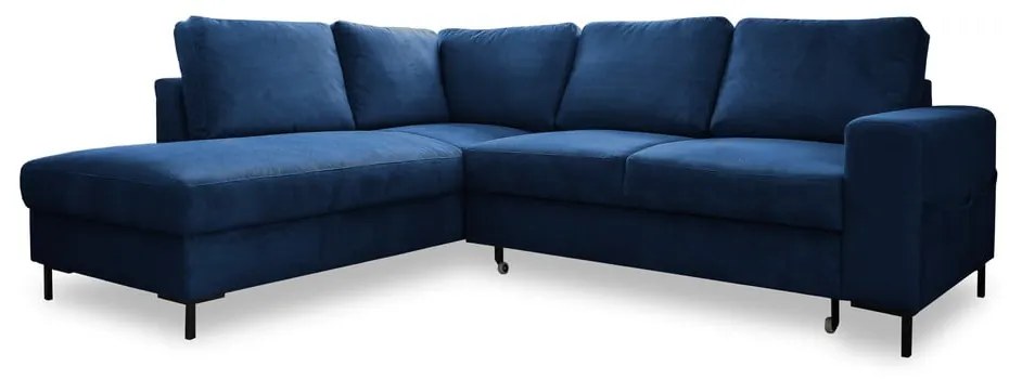 Tmavomodrá menčestrová rozkladacia rohová pohovka (ľavý roh) Lofty Lilly – Miuform