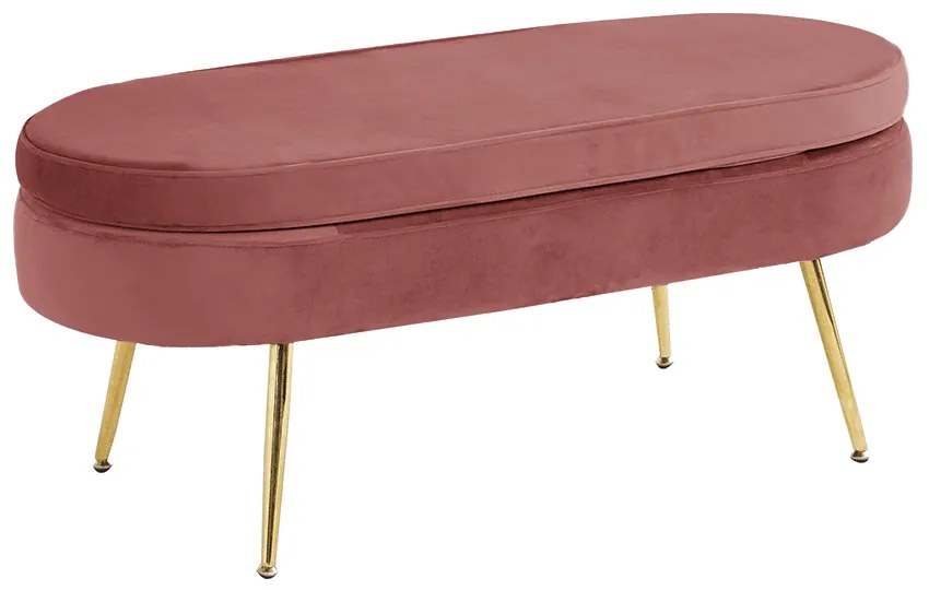 Luxusný taburet, ružová Velvet látka/chróm zlatý, Art-deco, NOBLIN TYP 2